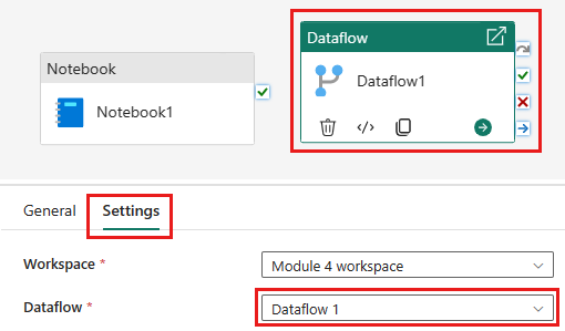 Skærmbillede, der viser dialogboksen Vælg dataflow.