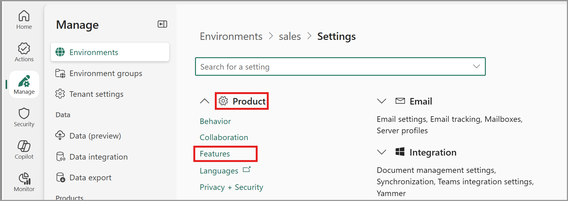 Enable features