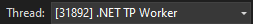 Screenshot of the current thread in the Debug toolbar.