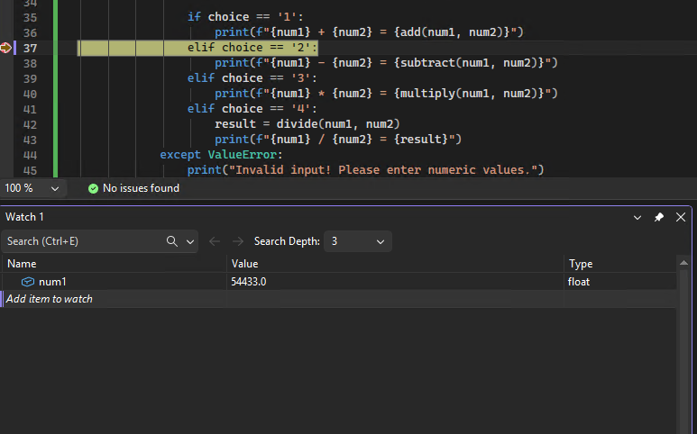 Screenshot that shows debugging output for a Python unit test in Visual Studio.