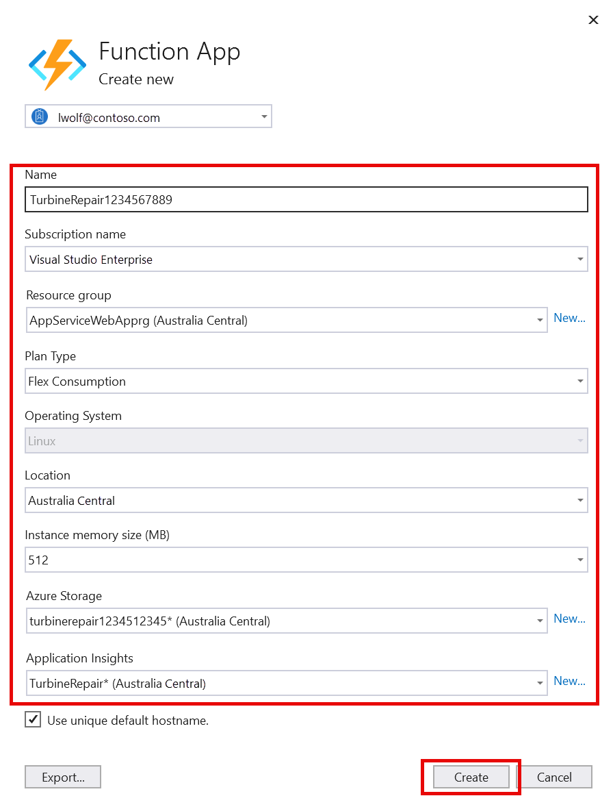 Erstellen einer neuen Funktions-App in Azure mit Storage