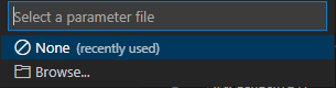 Screenshot von Parameterdatei auswählen.