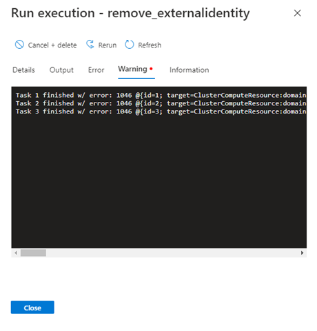 Screenshot zeigt die während des Ablaufs eines Prozesses erkannten Warnungen.