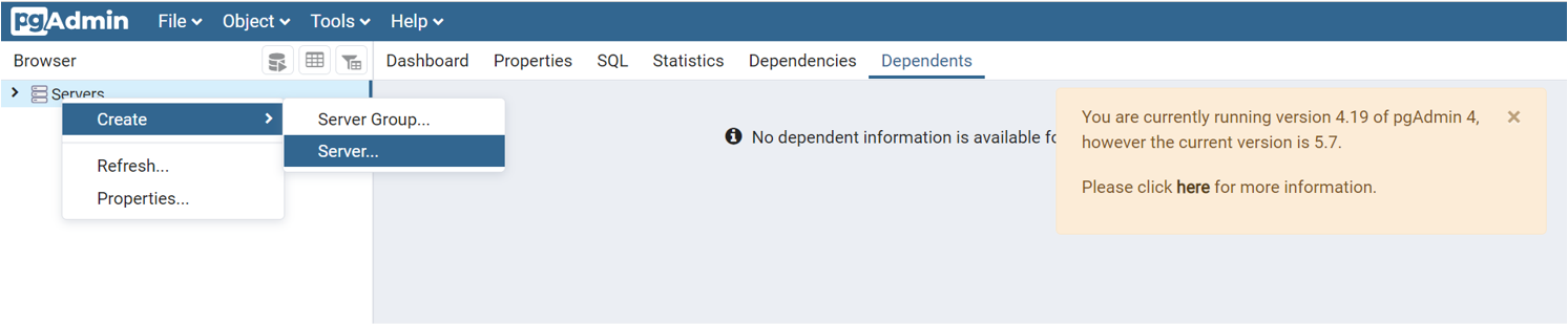 Screenshot des Prozesses zum Herstellen einer Verbindung mit einer Azure-Datenbank für PostgreSQL-Server mithilfe des P G-Verwaltungstools.