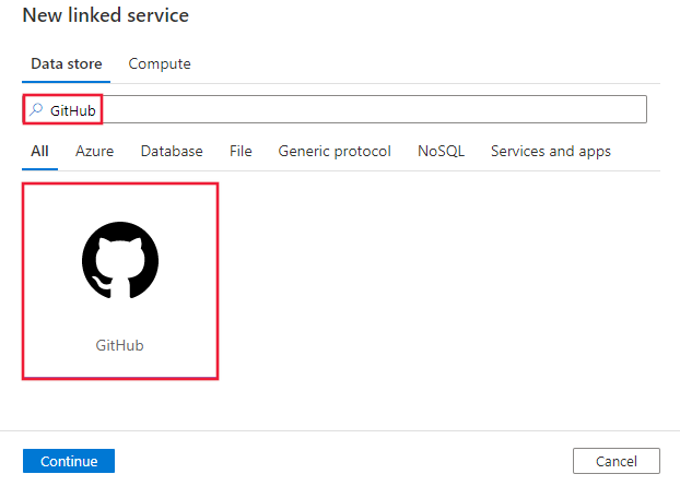 Screenshot des GitHub-Connectors.
