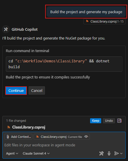Ein Screenshot mit einer Aufforderung, die um Bestätigung zum Erstellen des Projekts bittet.