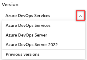 Wählen Sie eine Version aus dem Azure DevOps Content Versionsauswahl aus.