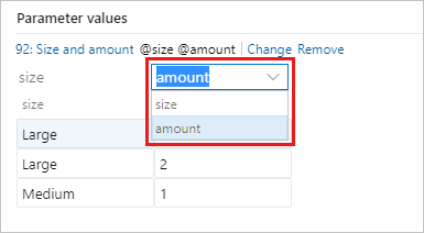 Der Screenshot zeigt die Zuordnung eines freigegebenen Parameters zu einem lokalen Parameter.