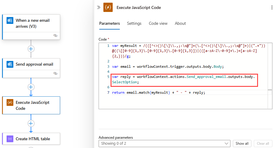 Screenshot, das den Arbeitsablauf 