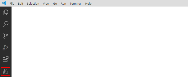 Der Screenshot zeigt die Visual Studio Code-Aktivitätsleiste und das ausgewählte Azure-Symbol.