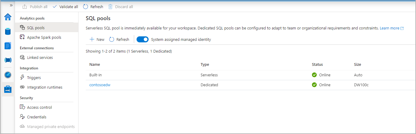 Screenshot des SQL-Pool-Erstellungsflusses – Ressourcenbereitstellung.