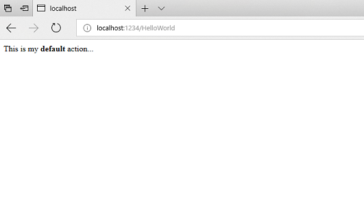 Screenshot der Registerkarte für localhost mit dem Text im Fenster: 