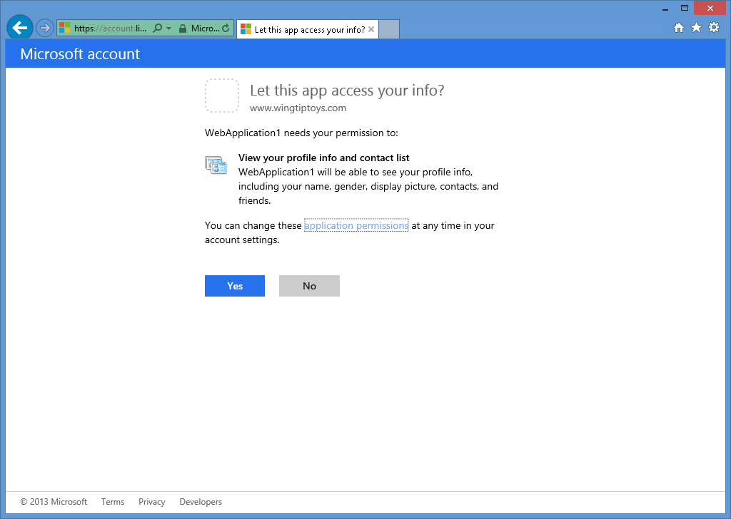 Bild der Microsoft-Berechtigungen