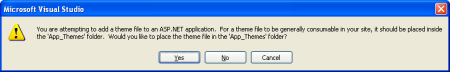 Lassen Sie Visual Studio den Ordner App_Theme erstellen.