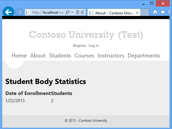 Screenshot der Über-Seite, die die Statistik der Schülerschaft anzeigt.