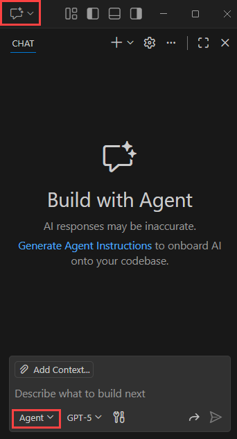 Screenshot, der den GitHub Copilot-Chatbereich zeigt.