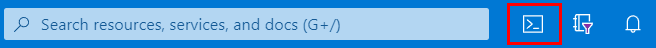 Screenshot, der zeigt, wie Sie Azure Cloud Shell mithilfe der Symbolaktion auf der Azure-Portalsymbolleiste öffnen.