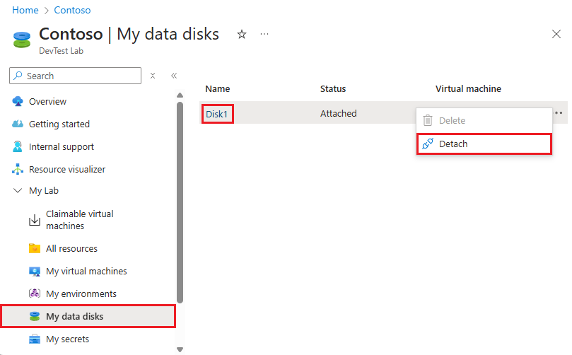 Screenshot: Trennen eines Datenträgers aus dem Kontextmenü des Eintrags.