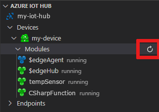 Screenshot zeigt, wie bereitgestellte Module in Visual Studio Code angezeigt werden.