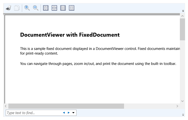 Screenshot des DocumentViewer-Steuerelements mit geöffnetem Beispieldokument.
