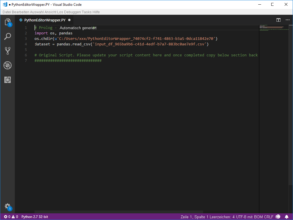 Screenshot of the Python IDE, showing it in Visual Studio Code.