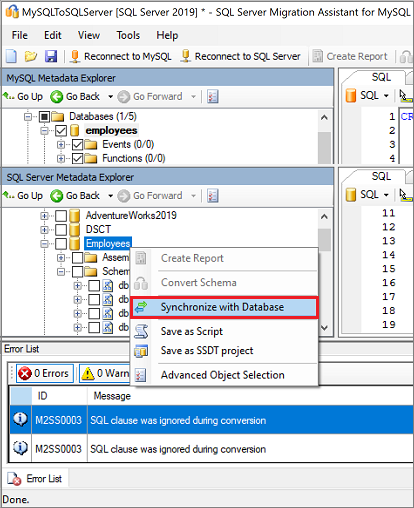 Screenshot von „Mit Datenbank synchronisieren“