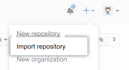 Screenshot der Schaltfläche zum Importieren eines Repositorys.