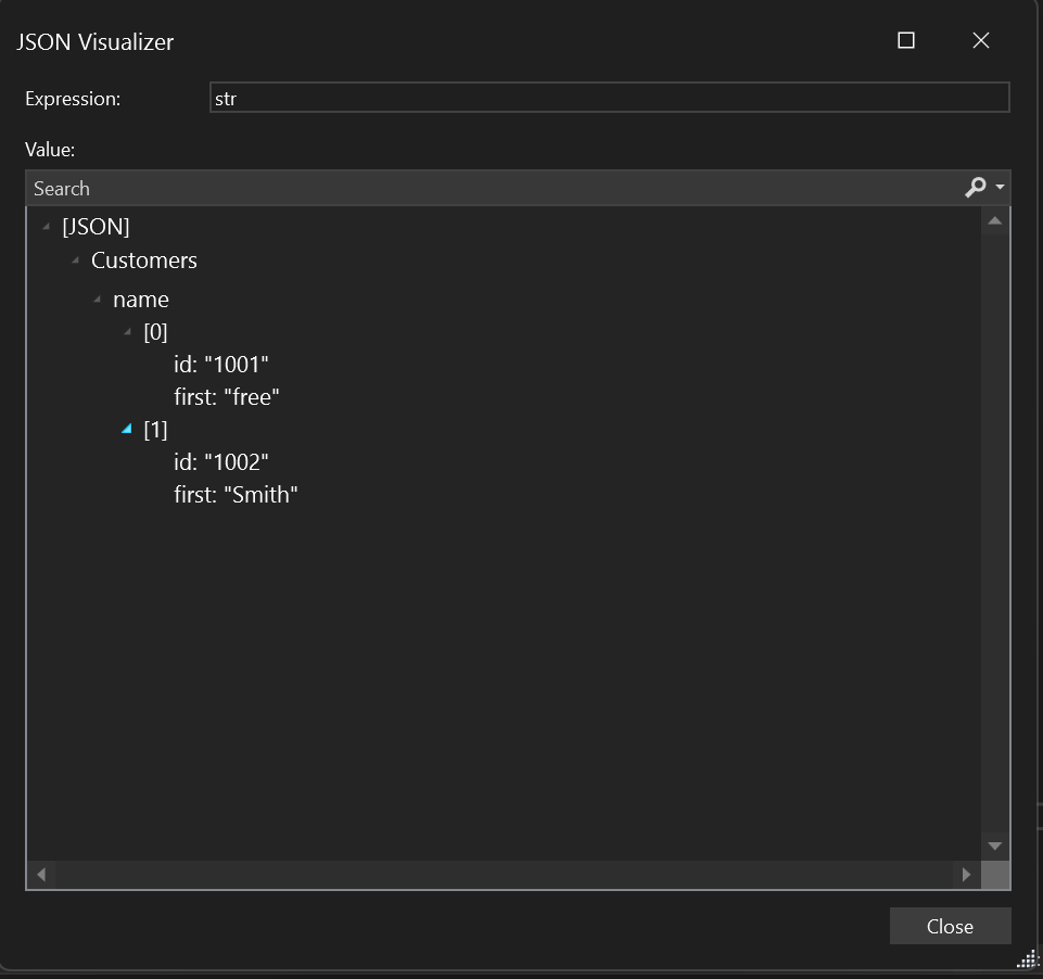 Screenshot von einem JSON-Visualizer.