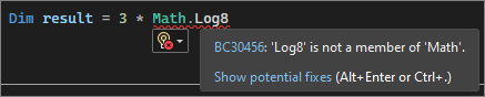 Screenshot einer Wellenlinie in Visual Studio 2022.