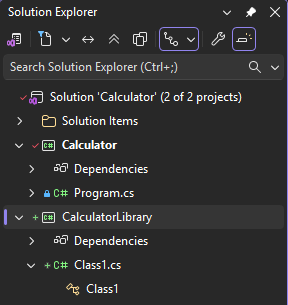 Screenshot von zwei Projekten im Projektmappen-Explorer.