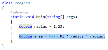 Screenshot des C#-Codes für die Program-Klasse. In der Hauptfunktion dieser Klasse wird eine Codezeile hervorgehoben.