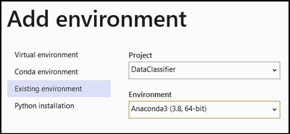 Konfigurieren einer neuen Python-Umgebung
