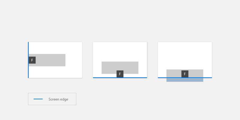 Screenshot der Ausrichtung der Bildschirmkante mit Keytips