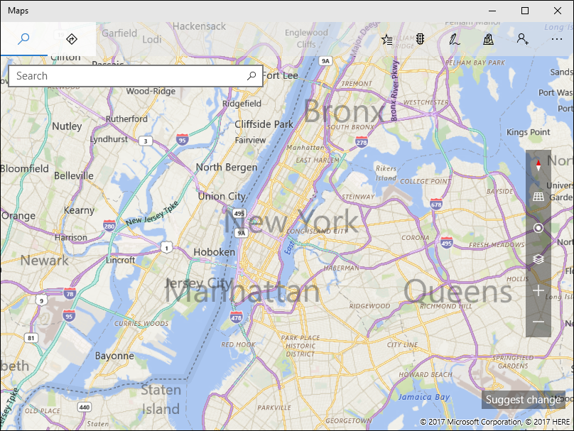 Ein Screenshot der Windows Maps-App.
