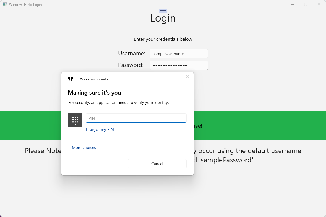 A screenshot des Windows Hello Anmeldebildschirms
