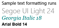 Text formatiert mit Ausführungselementen