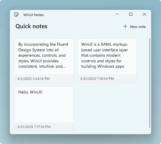 Letzter Screenshot der Notizen-App mit drei Speichern von Notizen.