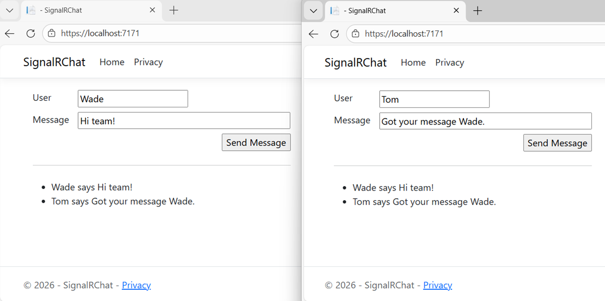 SignalR sample app.