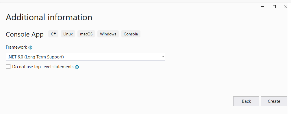 Screenshot of Visual Studio 2022 additional information window.