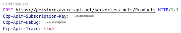 Screenshot of sending a test request in Visual Studio Code.