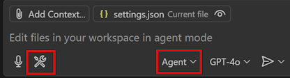 Screenshot of Tools button in chat.