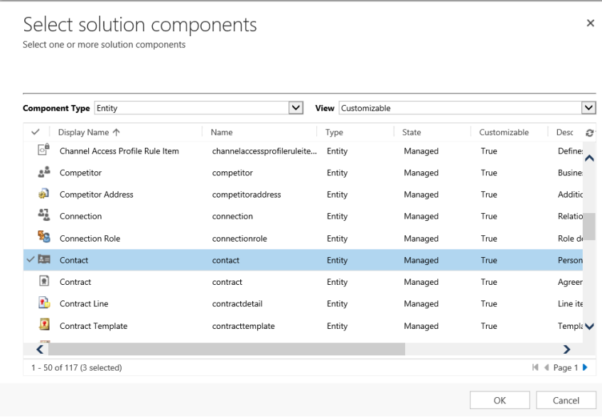 Select solution's components. Select solution's components.