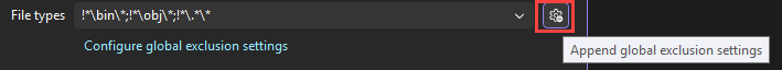 Screenshot showing toggle button for file exclusions.