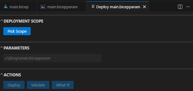 Screenshot del riquadro di distribuzione iniziale in Visual Studio Code.