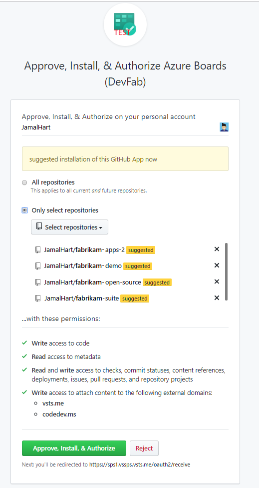 Screenshot che conferma GitHub repository.