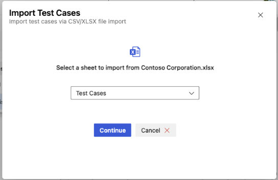 Screenshot che mostra la finestra di dialogo di selezione del foglio di lavoro per i file XLSX con più fogli.