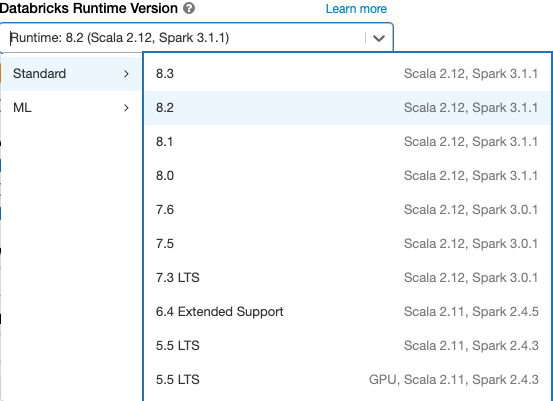 Selezionare la versione di runtime