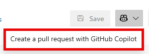 Screenshot che mostra l'elenco a discesa del menu GitHub selezionato e l'opzione Start a GitHub pull request.