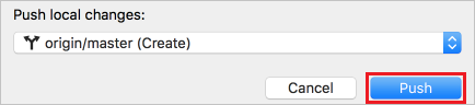 Screenshot che mostra come eseguire il push del progetto Xcode in Azure DevOps Services.