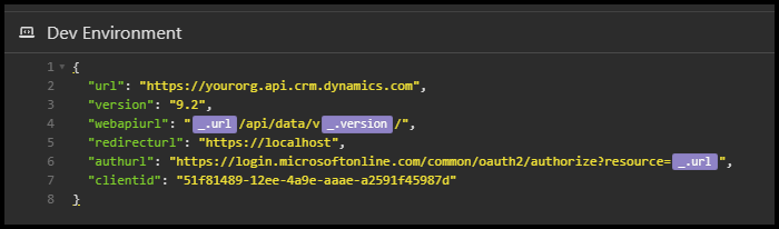 Screenshot of Insomnia base environment with resolved variable values.